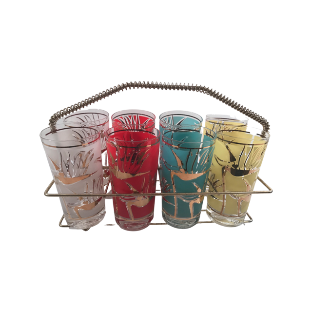 Fred Press Signed Mid-Century Birds of Paradise 9-Piece Set