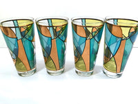 Load image into Gallery viewer, Ned Harris Signed Mid-Century Blue and Green Abstract Glasses (Set of 4)
