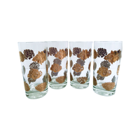 Load image into Gallery viewer, Georges Briard Signed Mid-Century Golden Flower Glasses (Set of 4)
