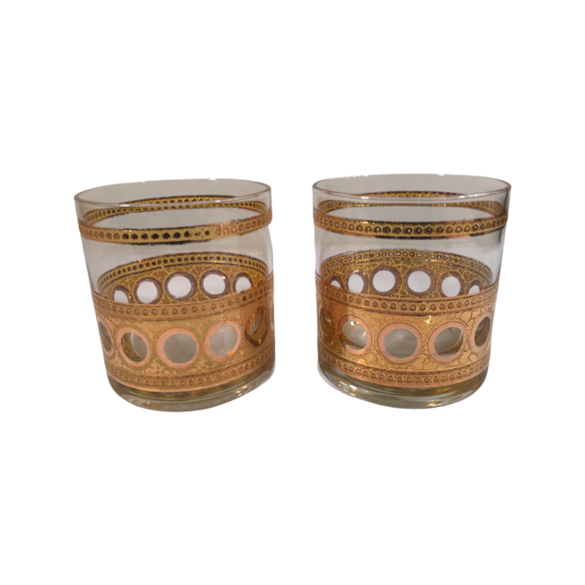 Culver Antigua Mid-Century 22-Karat Gold Glasses (Set of 2)