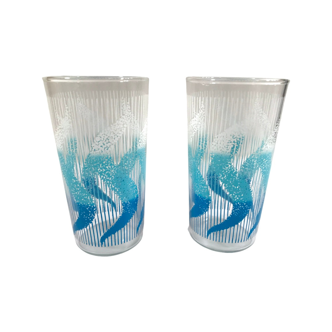 Anchor Hocking Mid-Century Blue Swirl Glasses (Set of 2)