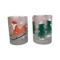 Load image into Gallery viewer, Culver Mid-Century Signed Christmas Fox Double Old Fashion Glasses (Set of 2)
