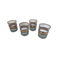Load image into Gallery viewer, Georges Briard Signed Black and Gold Line Double Old Fashion Glasses (Set of 4)
