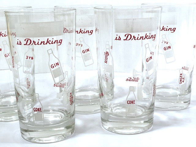 Mid-Century Personalized Vintage "Is Drinking" Glasses (Set of 7)