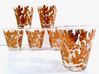 Load image into Gallery viewer, Culver Signed Mid-Century Autumn Leaves Double Old Fashion Glasses (Set of 6)
