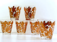 Load image into Gallery viewer, Culver Signed Mid-Century Autumn Leaves Double Old Fashion Glasses (Set of 6)
