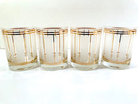 Load image into Gallery viewer, Culver Mid-Century 22-Karat Gold and Frosted Stripes Double Old Fashion Glasses (Set of 4)
