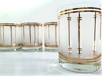 Load image into Gallery viewer, Culver Mid-Century 22-Karat Gold and Frosted Stripes Double Old Fashion Glasses (Set of 4)
