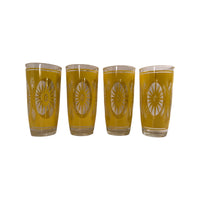 Load image into Gallery viewer, Hazel Atlas Mid-Century Atomic Yellow Starburst Large Glasses (Set of 4)

