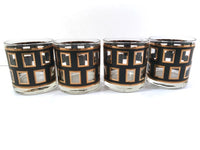 Load image into Gallery viewer, Georges Briard Signed Mid-Century Gold and Black Square glasses (Set of 4)
