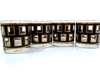 Load image into Gallery viewer, Georges Briard Signed Mid-Century Gold and Black Square glasses (Set of 4)
