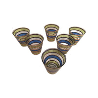 Load image into Gallery viewer, Culver Signed Mid-Century Blue Rondo Green and Gold Stripe Double Old Fashion Glasses (Set of 6)
