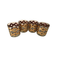 Load image into Gallery viewer, Culver Mid-Century Gold Herringbone Double Old Fashion Glasses (Set of 4)
