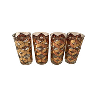Load image into Gallery viewer, Culver Mid-Century Gold Herringbone Highball Glasses (Set of 4)
