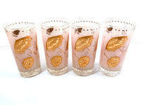 Load image into Gallery viewer, Mid-Century Pink &amp; 22-Karat Gold Umbrella Mary Poppins Highball Glasses (Set of 4)
