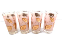 Load image into Gallery viewer, Mid-Century Pink &amp; 22-Karat Gold Umbrella Mary Poppins Highball Glasses (Set of 4)
