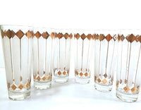 Load image into Gallery viewer, Mid-Century 22-Karat Gold and White Atomic Stars Tall Collins Glasses (Set of 6)
