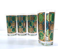 Load image into Gallery viewer, Georges Briard Signed Mid-Century Blue and Green Kaleidoscope Glasses (Set of 4)
