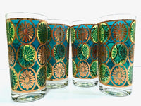 Load image into Gallery viewer, Georges Briard Signed Mid-Century Blue and Green Kaleidoscope Glasses (Set of 4)
