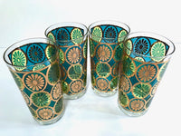 Load image into Gallery viewer, Georges Briard Signed Mid-Century Blue and Green Kaleidoscope Glasses (Set of 4)
