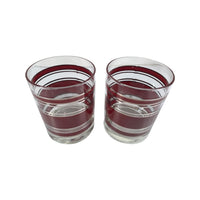 Load image into Gallery viewer, Georges Briard Signed Burgundy and Silver Double Old Fashion Glasses (Set of 2)

