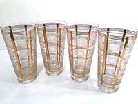 Load image into Gallery viewer, Ned Harris Signed Mid-Century Gold Embossed Highball Glasses (Set of 4)
