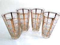 Load image into Gallery viewer, Ned Harris Signed Mid-Century Gold Embossed Highball Glasses (Set of 4)
