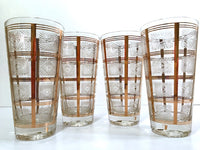 Load image into Gallery viewer, Ned Harris Signed Mid-Century Gold Embossed Highball Glasses (Set of 4)
