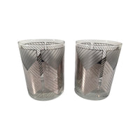 Load image into Gallery viewer, Culver Signed Mid-Century Silver Images Chevron Double Old Fashion Glasses (Set of 2)
