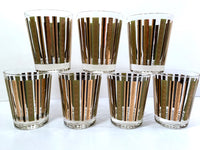 Load image into Gallery viewer, Mid-Century 22-Karat Gold and Green Stripes Double Old Fashion Glasses (Set of 7)
