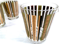 Load image into Gallery viewer, Mid-Century 22-Karat Gold and Green Stripes Double Old Fashion Glasses (Set of 7)
