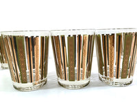 Load image into Gallery viewer, Mid-Century 22-Karat Gold and Green Stripes Double Old Fashion Glasses (Set of 7)

