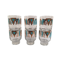 Load image into Gallery viewer, Retro Turquoise and Gold Deco Style Glasses (Set of 6)
