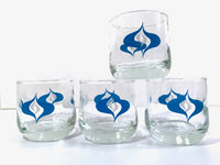 Load image into Gallery viewer, Mid-Century Blue and White Atomic Roly Poly Glasses (Set of 4)
