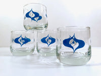 Load image into Gallery viewer, Mid-Century Blue and White Atomic Roly Poly Glasses (Set of 4)
