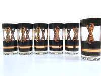 Load image into Gallery viewer, Georges Briard Signed Mid-Century Black with Gold Chains Glasses (Set of 6)
