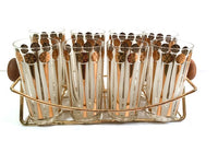 Load image into Gallery viewer, Fred Press Signed Mid-Century Gold and White Atomic Star Glasses (Set of 8 with Carrier)
