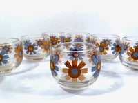 Load image into Gallery viewer, Federal Glass Mid-Century Field of Daisies Small Roly Poly Whiskey Glasses (Set of 8)
