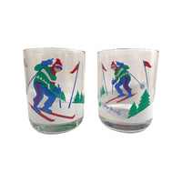 Load image into Gallery viewer, Georges Briard Signed Mid-Century Skier Double Old Fashion Glasses (Set of 2)

