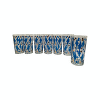 Load image into Gallery viewer, Vintage Gold and Blue Diamond Glasses Set of 7
