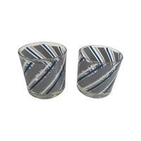 Load image into Gallery viewer, Georges Briard Signed Mid-Century Grey and Blue Striped Glasses (Set of 2)
