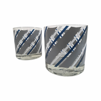 Load image into Gallery viewer, Georges Briard Signed Mid-Century Grey and Blue Striped Glasses (Set of 2)
