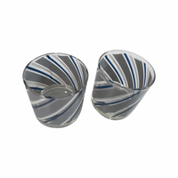Load image into Gallery viewer, Georges Briard Signed Mid-Century Grey and Blue Striped Glasses (Set of 2)
