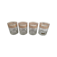 Load image into Gallery viewer, Culver Signed Mid-Century Gold and White Bands Double Old Fashion Glasses (Set of 4)
