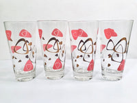 Load image into Gallery viewer, Federal Glass Mid-Century Pink and 22-Karat Gold Amoeba Boomerang Atomic Highball Glasses (Set of 4)
