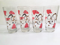 Load image into Gallery viewer, Federal Glass Mid-Century Pink and 22-Karat Gold Amoeba Boomerang Atomic Highball Glasses (Set of 4)
