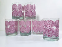 Load image into Gallery viewer, Georges Briard Signed Mid-Century Lavender and White Zinnia Double Old Fashion Glasses (Set of 6)
