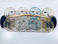 Load image into Gallery viewer, Fred Press Signed Mid-Century Atomic Sunburst Highball 17-Piece Set
