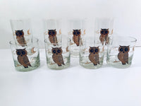 Load image into Gallery viewer, Couroc Signed Mid-Century Black and 22-Karat Gold Owl 9-Piece Set
