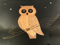 Load image into Gallery viewer, Couroc Signed Mid-Century Black and 22-Karat Gold Owl 9-Piece Set
